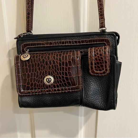 Brighton VTG Crossbody Organizer Bag Black Brown - Picture 4 of 8